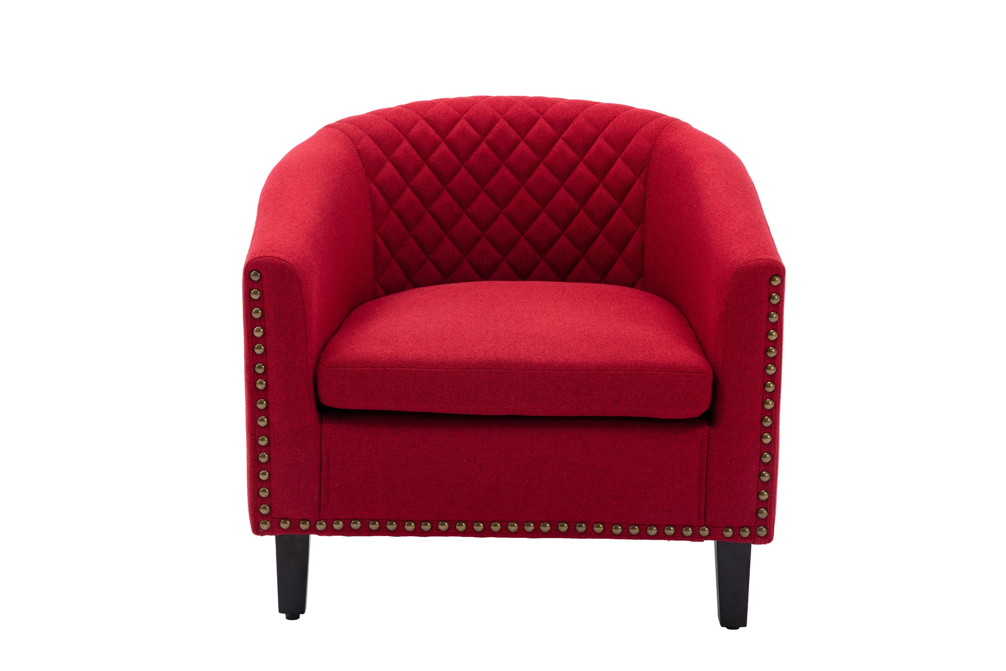 Red Linen Accent Barrel Chair
