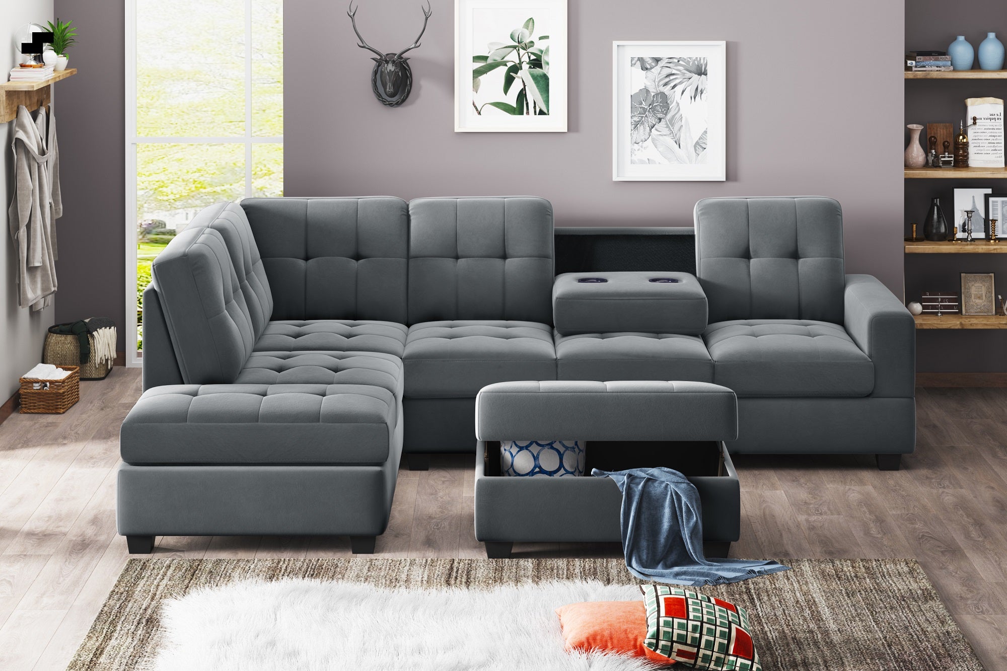 Grey 3 Piece Sectional Sofa