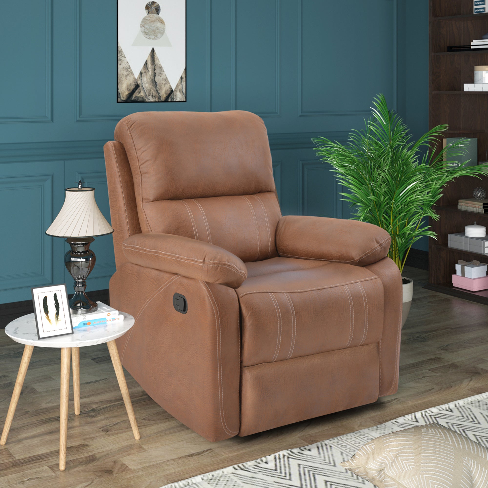 Light Brown Recliner Chair with Padded Seat