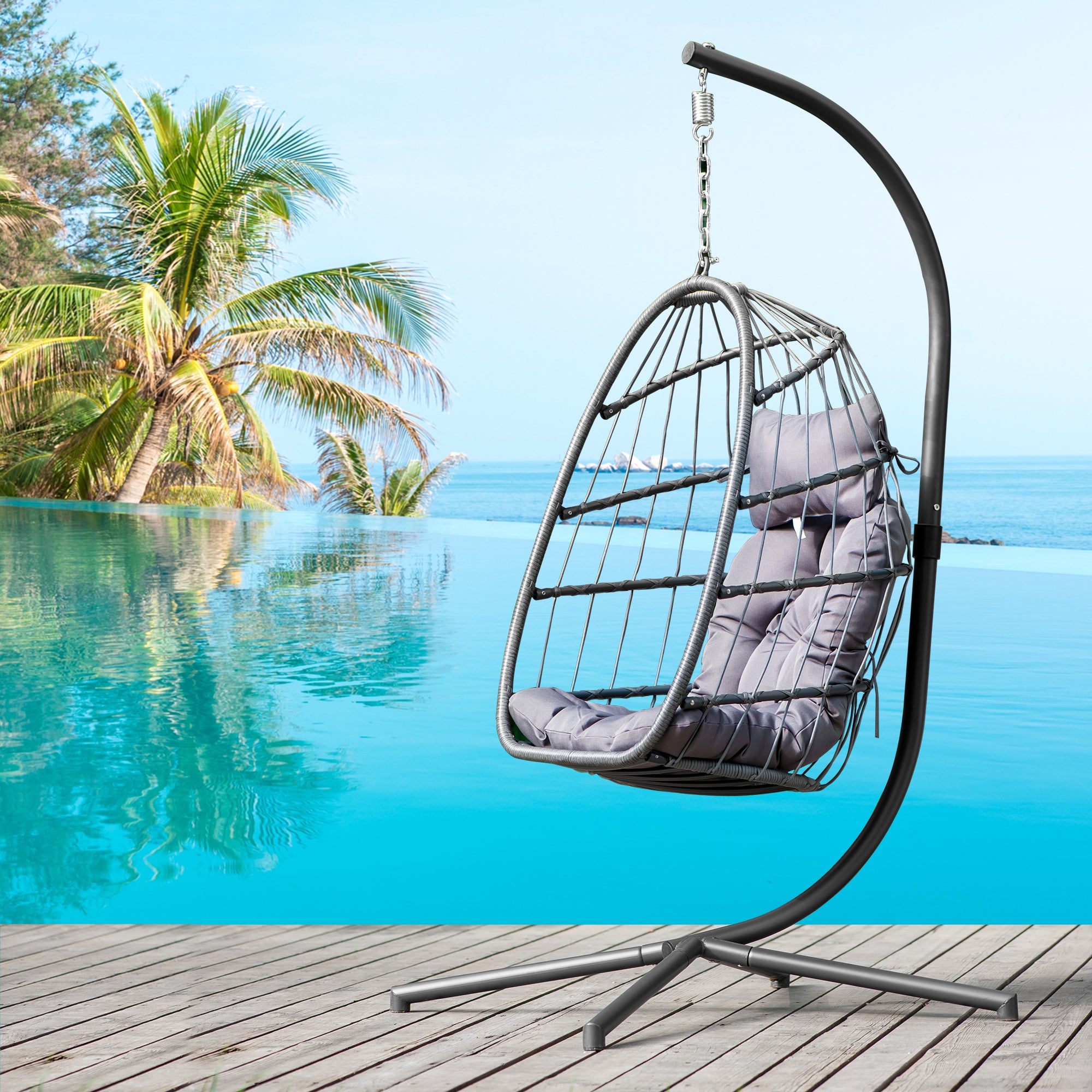 Outdoor Patio Wicker Hanging Swing Chair