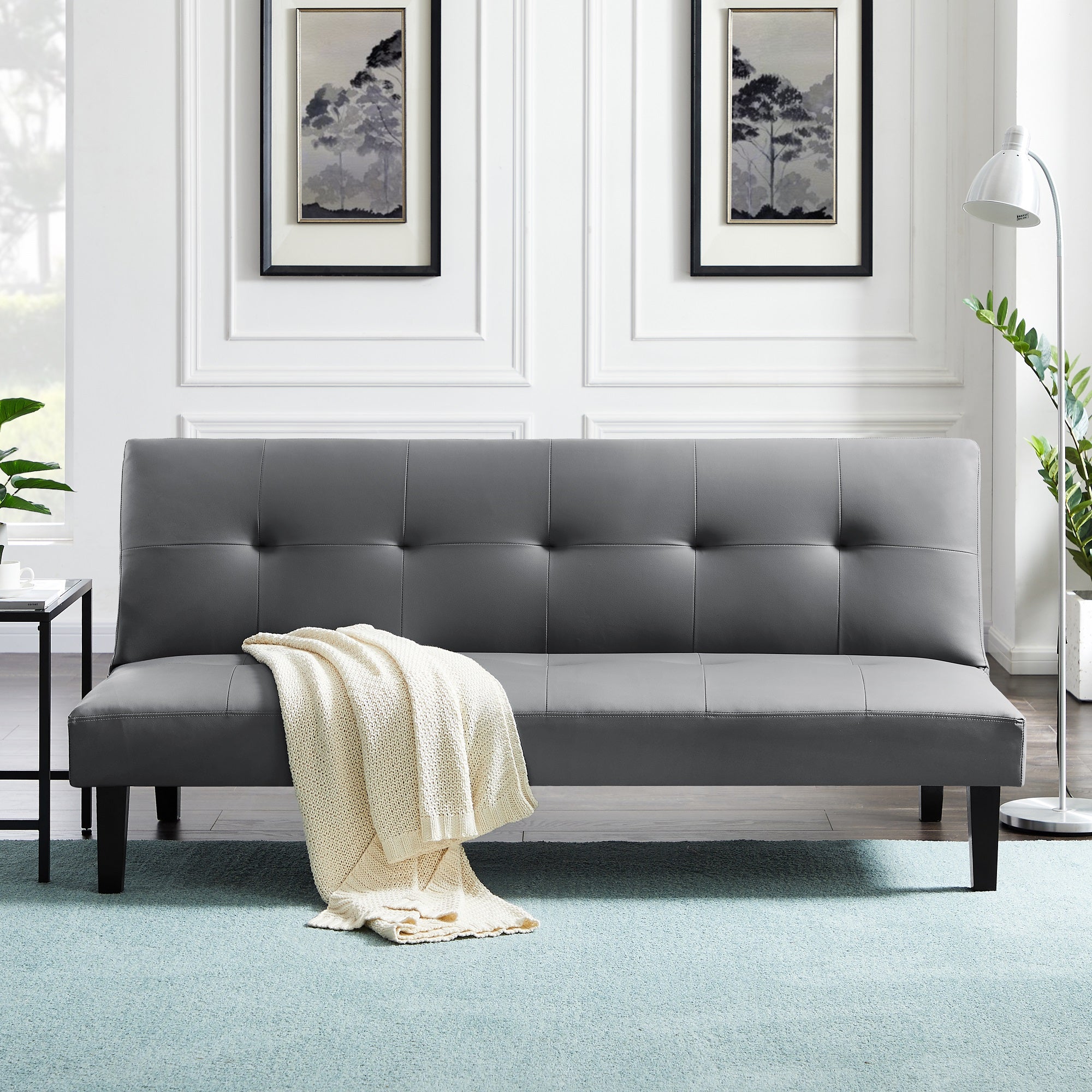 Grey PU FUTON Sofa Bed