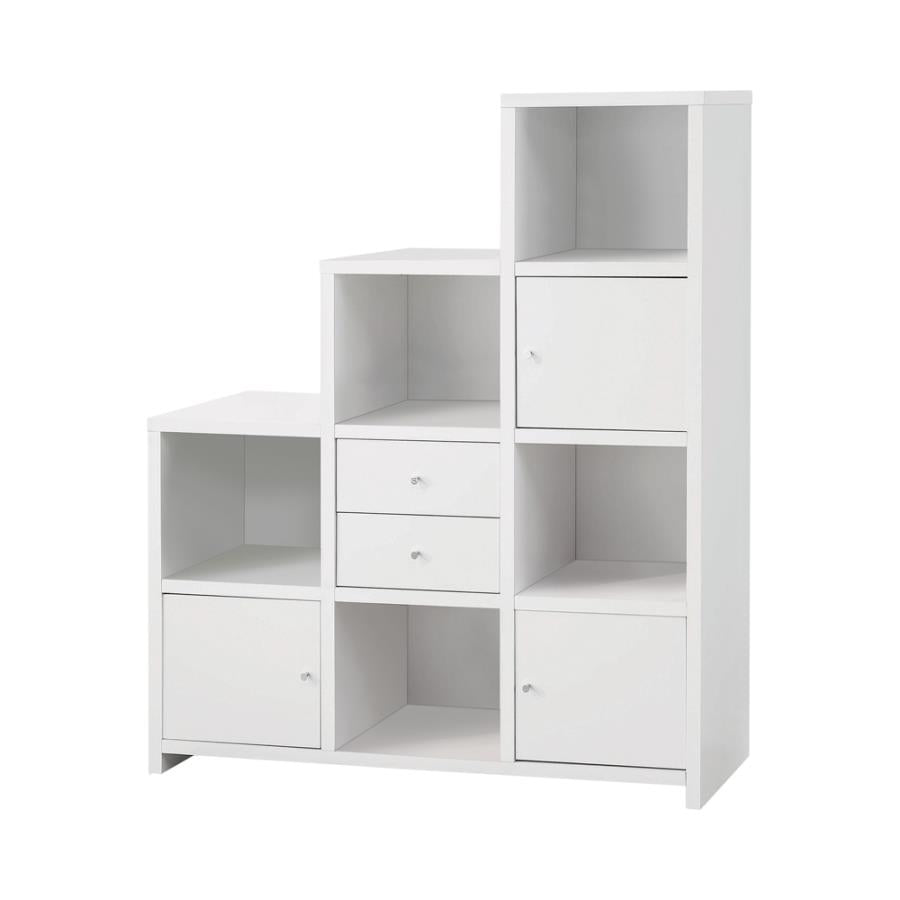 Stair-step Bookcase in White Accent Color
