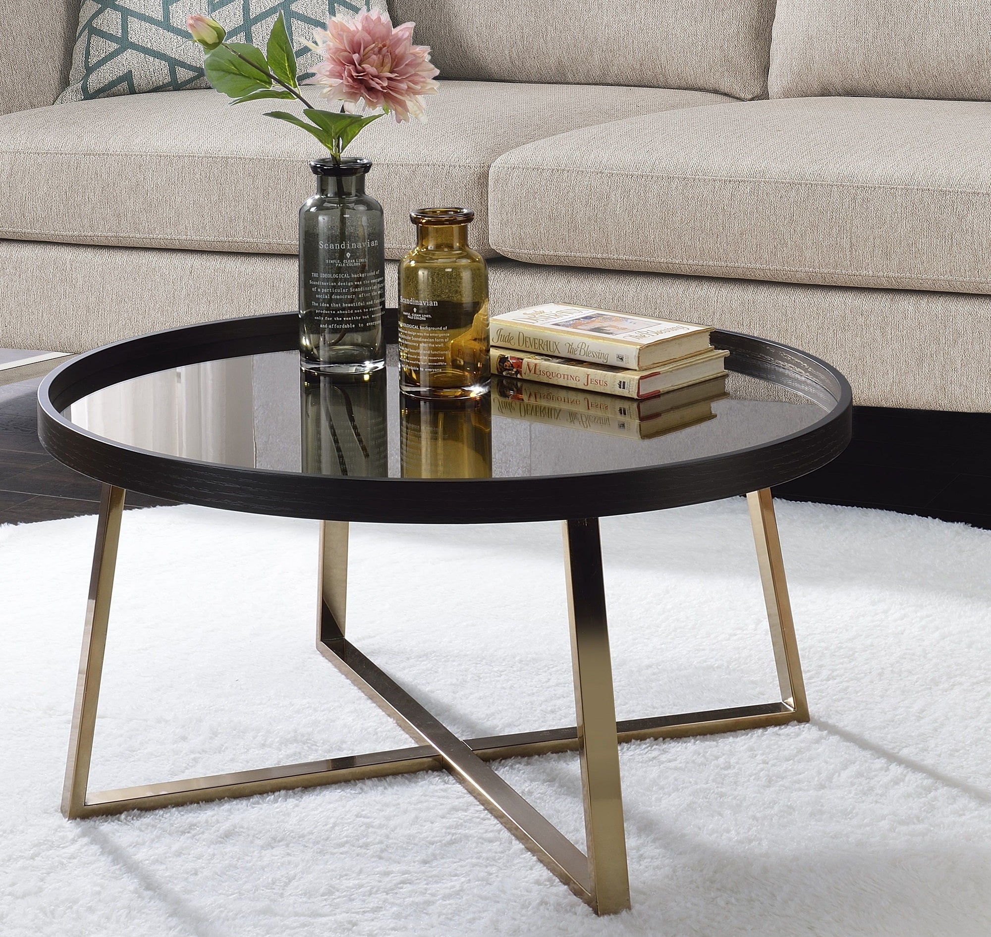 Walnut & Champagne Hepton Mirrored Coffee Table