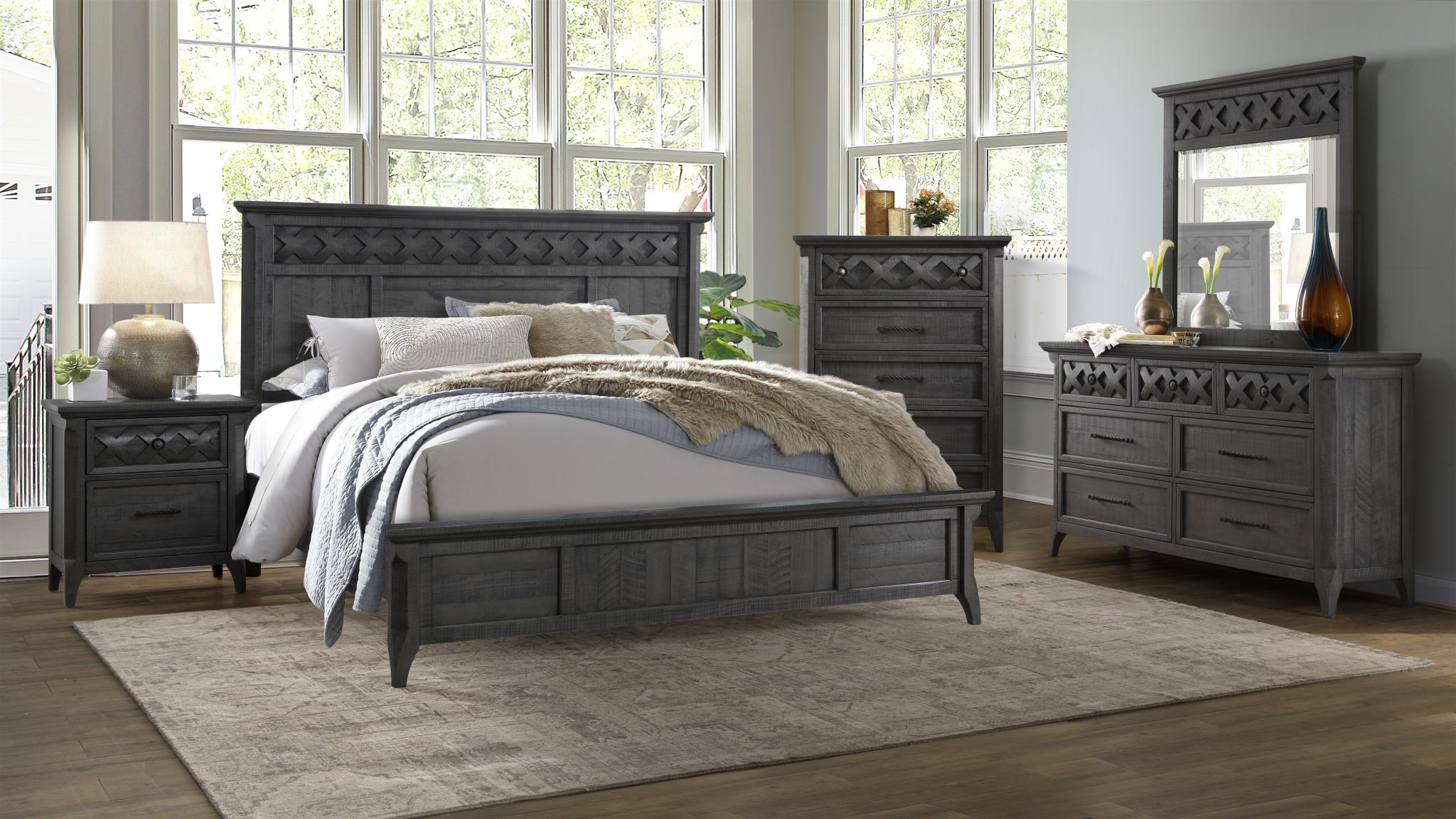 Mendocino Bedroom - Grey - King Bed Set