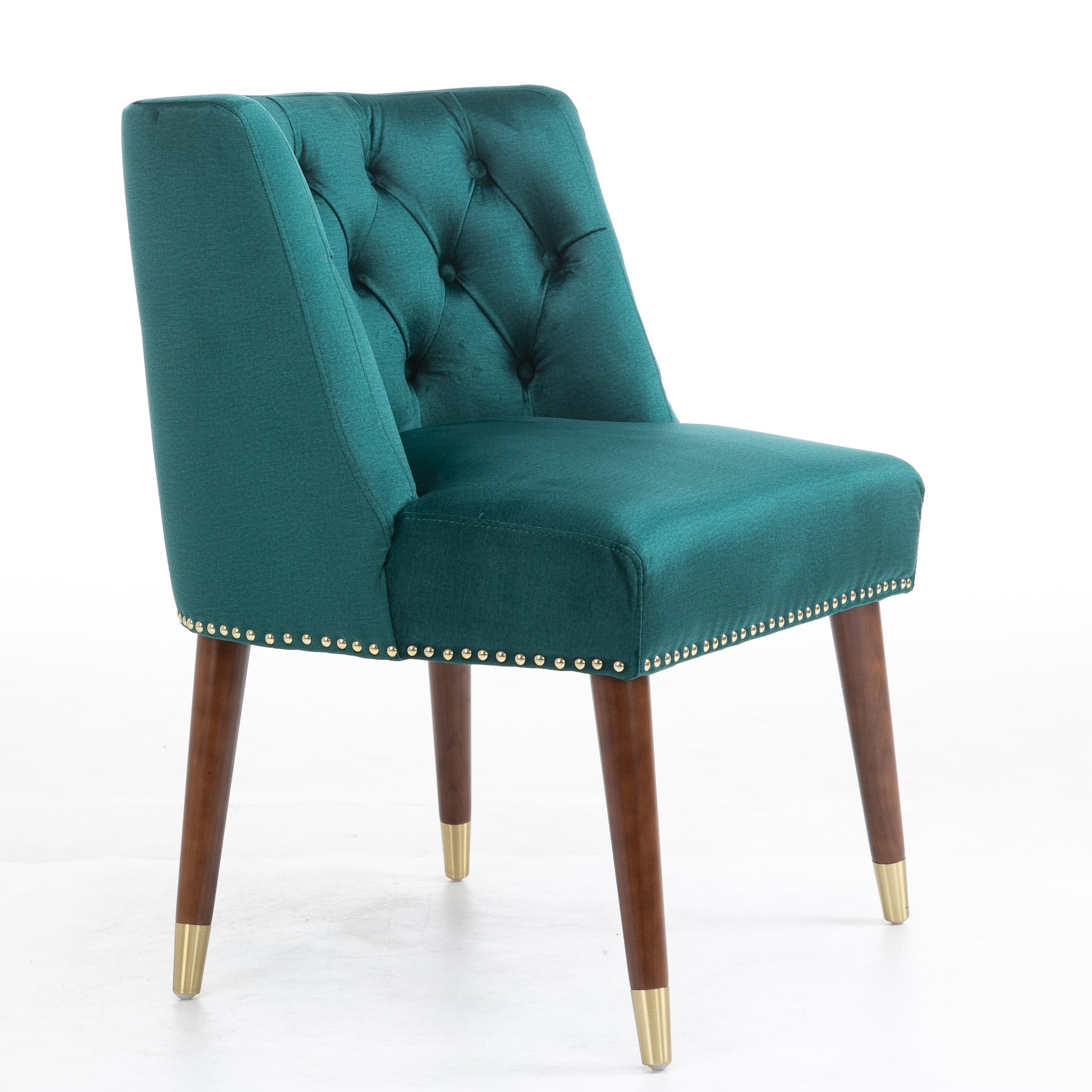 Green Upholstered Chair with Tufted Back and Seat
