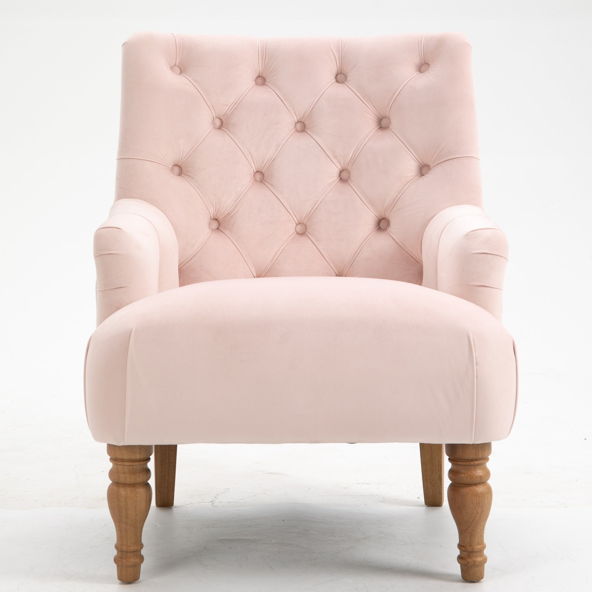 Pink Velvet Modern Accent Chair