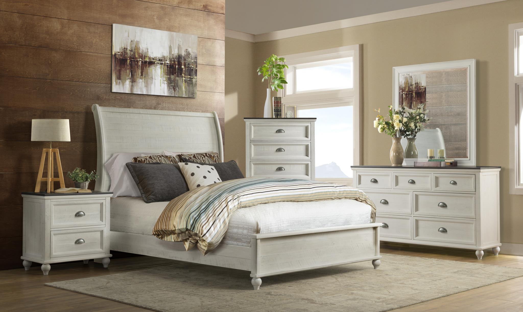 Monterey Bedroom - White & Grey - Queen Bed