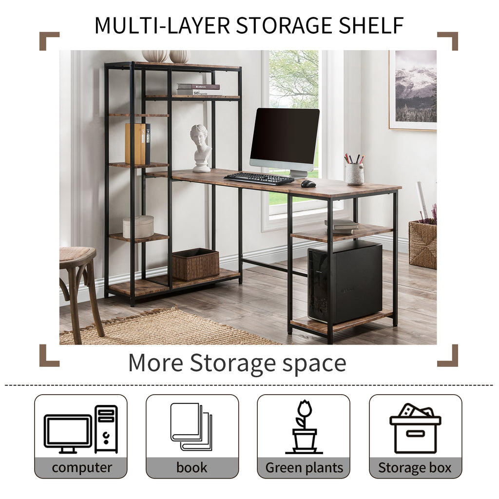 Office Computer Desk With Multiple Storage Shelves